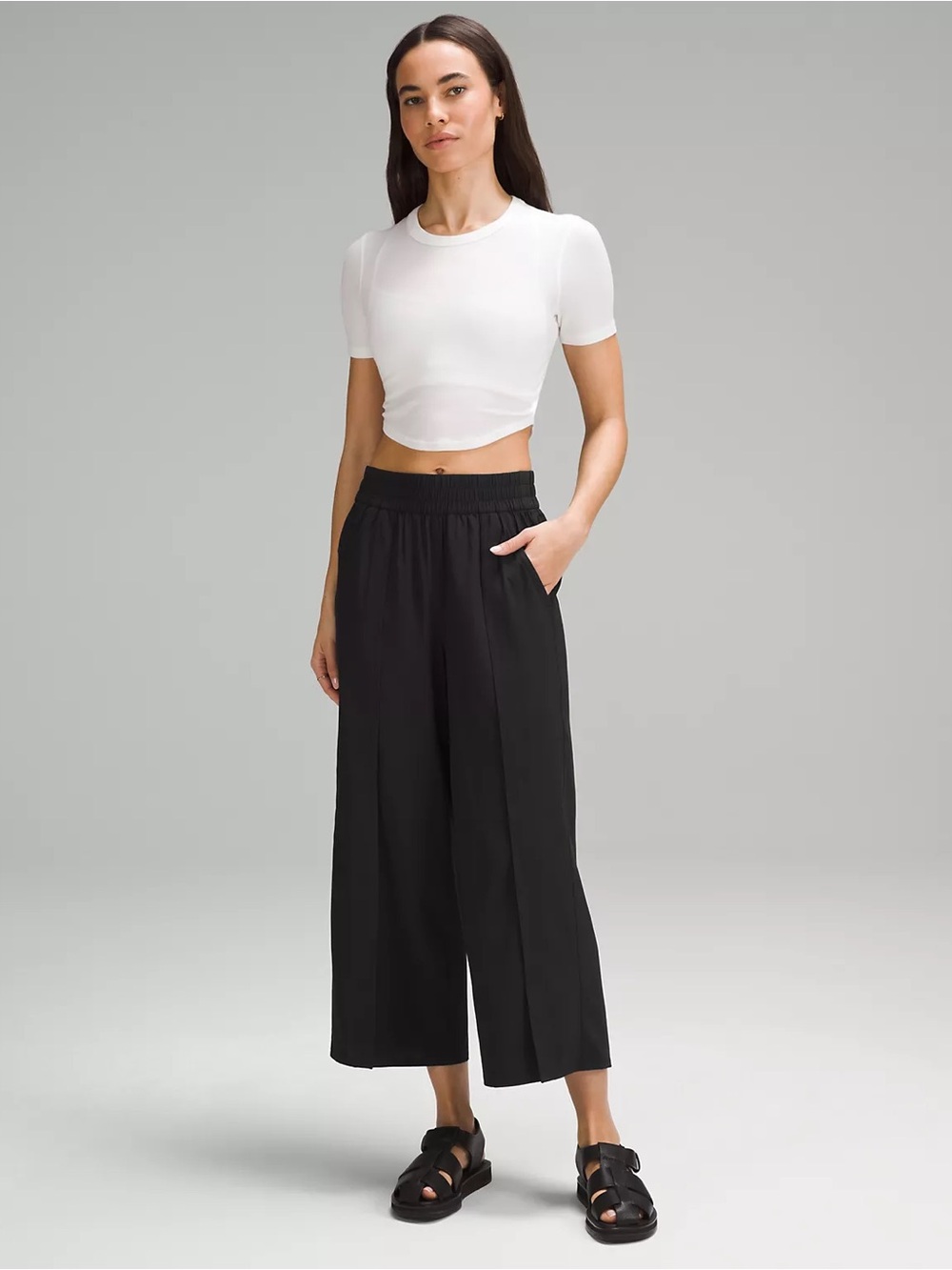 LULULEMON Front Pleat High Rise Wide Leg Cropped Pant